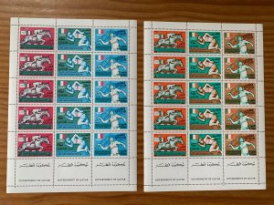 Qatar 2 sheets of 1966 ovpts on Olympics. Scott 120-20A, CV $825.00. Mi 259-264