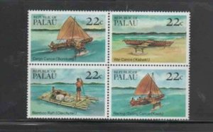 PALAU #70a 1985 CANOES & RAFTS MINT VF NH O.G BLOCK4