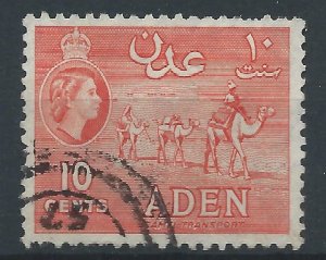 Aden 1953 - QE2 10c orange wmk Mult Script CA - used