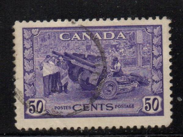 Canada Sc 261 1942 50c Gun stamp used