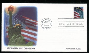 US 3980 Flag & Statue of Liberty Coil P 11 round corners UA Fleetwood cachet FDC