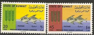 Kuwait  310-11 Mint OG 1966 Freedom from Hunger