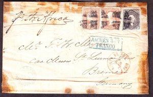 US 65 & 78 3c & 24c Washington on Cover from New York to Germany SCV $450+