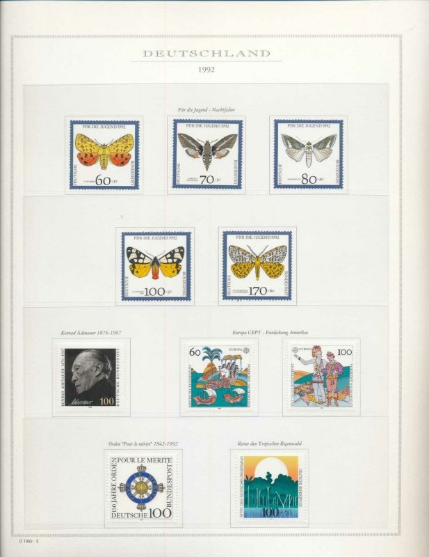 Germany 1992/93 MNH On 13 Pages Insects Art (Apprx 130 Items)W3477