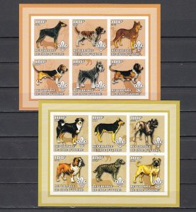 Ivory Coast, 2002 Cinderella. Various Dogs on 2 IMPERF sheets of 6.