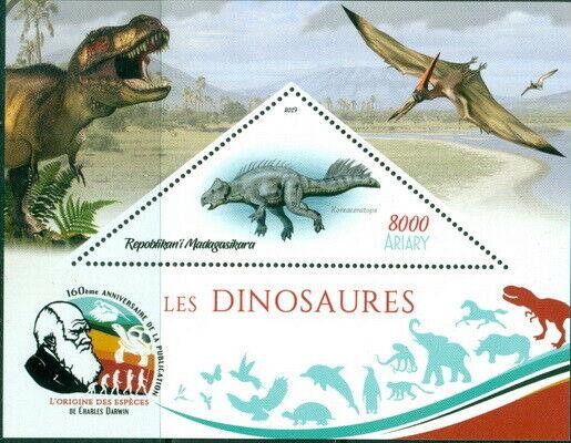 DINOSAUR PREHISTORIC FAUNA CHARLES DARWIN MADAGASCAR 2019 MNH STAMP SET 4 SHEETS