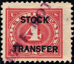 RD3 4¢ Stock Transfer Stamp (1918) Used