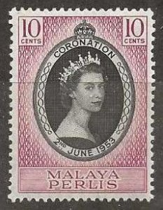 Perlis  Sc. 28  mint, hinged.  1953  Coronation.  (P325)