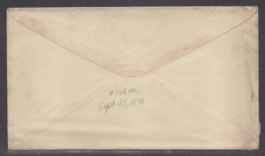 **US 19th Century Cover Scott #158, ELkhart City, IL, 9/26/1878, Letter Enclosed