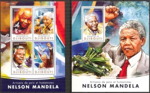 Djibouti 2016 Nelson Mandela Sheet + S/S MNH