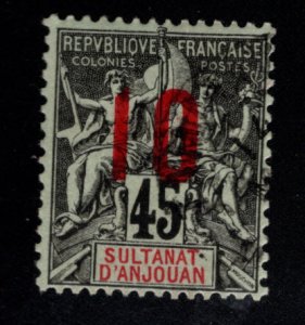 Anjouan Scott 27 Used,  perf 14x13.5 stamp