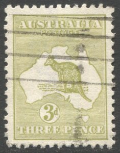 AUSTRALIA 1915 3d Kangaroo, Sc 47 Die I Used VF, Bar cancel, SG 37