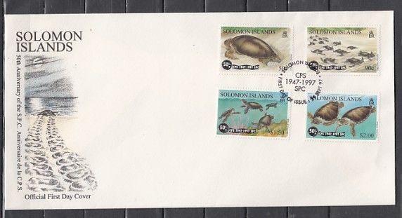 Solomon Is., Scott cat. 853-856. Turtles issue. First Day Cover. *