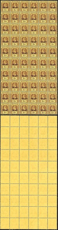 Virgin Is SG79bw/c 3d Purple/buff-yellow Wmk INVERTED Block of 60 inc Short Opt