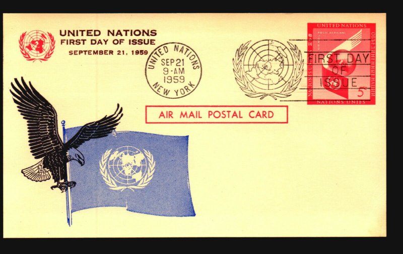 UN 1959 5c Postal Card FDC / Nice Cachet - L3771