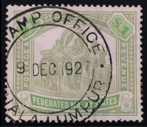 MALAYA 1926 FMS Elephants & Howdah $1 Used Wmk MSCA SG#76 M1739