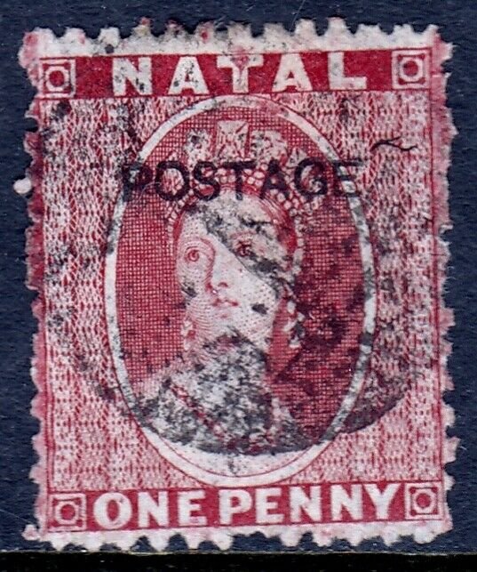 NATAL — SCOTT 46 (SG 77) —1875 1d QV LOCAL OVERPRINT — USED — SCV $62.50