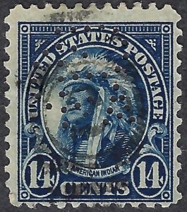 United States #565 14¢ American Indian (1922-25). Blue. Used.