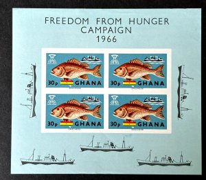 Ghana: 1966 Freedom from Hunger,  imperforate miniature sheet, MNH