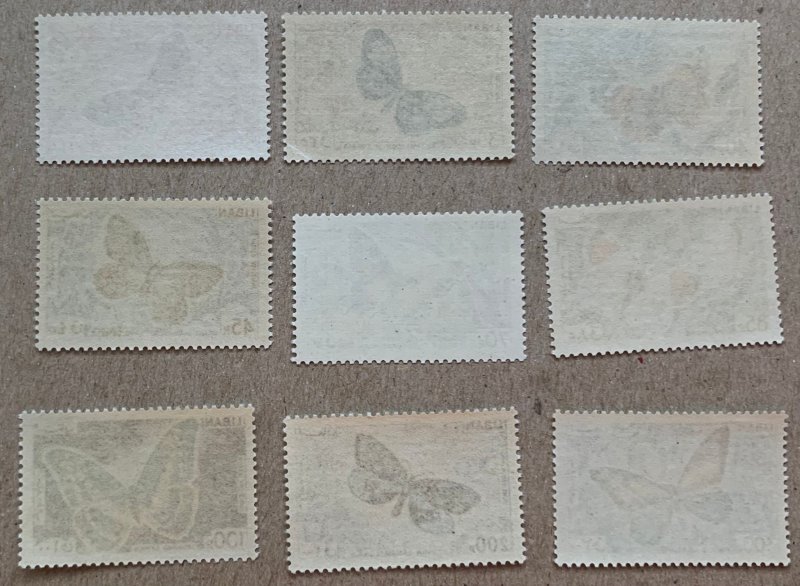 Lebanon 1965 Butterflies to 300p, MNH. Scott C427-C435, CV $90.75