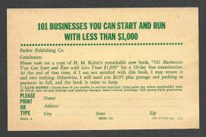 Ca 1953 PC NY PARKER PUB CO OFFERS BOOK HOW TO START A BUSINESS FOR UNDER $1,000