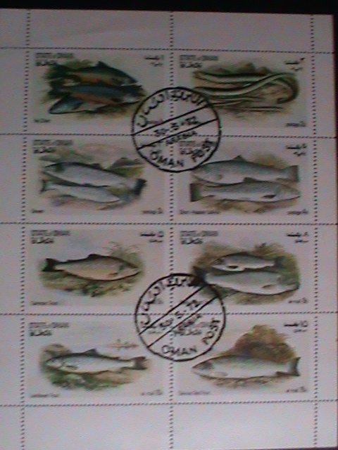 ​STATE OF OMAN STAMP-1972 BEAUTIFUL LOVELY RIVER FISHES: CTO-FULL SHEET VF