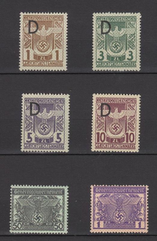 Lot Third Reich Occup.Poland Generalgouvernement Court Revenue Fees MNH