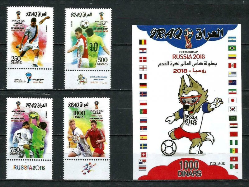 STAMPS IRAQ 2018 World Cup 2018 in Russia Zabivaka Flags **