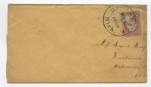 1858 Hillsdale MI #26 cover year dated black CDS [h.4712]