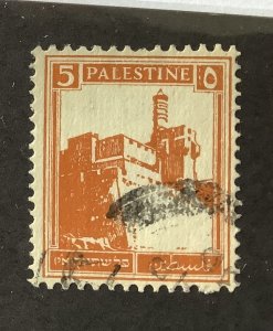 Palestine 1927 Scott 67 used - 5m, Citaldel at Jerusalem