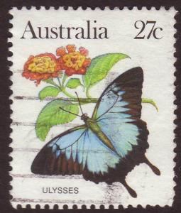 Australia 1983 Sc#875, 27c Ulysses Butterfly USED.