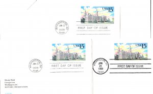 USPS FDC Ceremony Program UX128 Healy Hall Postal Card All 3 Cancellations 1989