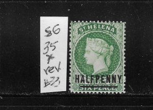 ST HELENA SCOTT #33 (SG #35X)1884-94 1/2 ON 6P (GREEN) -WMK 1(REVERSED)- MINT LH