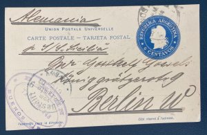 1903 Buenos Aires Argentina Postcard Postal Stationery Cover To Berlin Germany