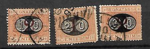 ITALY STAMPS. 1890 , POSTAGE DUE, SET COMPLETE Sc..#J25-J27, USED