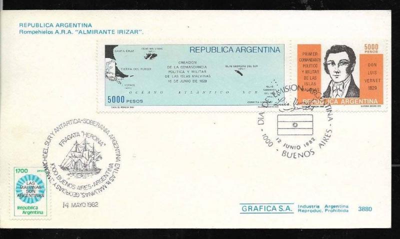 AANT-19 ARGENTINA 1982 ANTARTIDA FALKLAND WAR ISSUE POSTCARD SHIP ICEBREAKER IRI