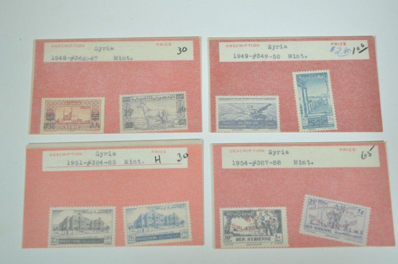 Lot of Mint Syrian Stamp Sets 1940s-1960s in 55 envelopes MNH and some MH