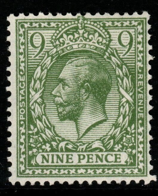 GB SG427wi 1924 9d OLIVE-GREEN WMK INVERTED MTD MINT