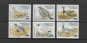 BIRDS- TAJIKISTAN #84-89  MNH