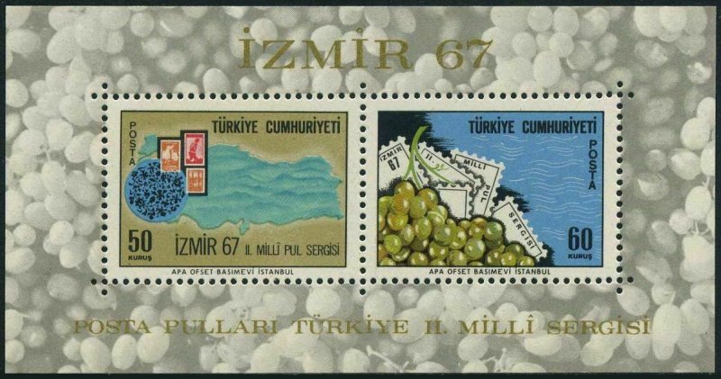 Turkey 1753-1754,1754a,MNH.Michel 2067-2068,Bl.13. Trade Fair,Izmir-1967.Grapes.