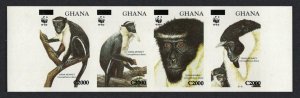 Ghana WWF Diana Monkey 4v Strip Ovpted IMPERF RARR 2006 MNH SG#3574-3577