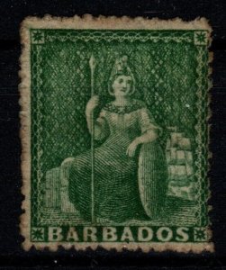 BARBADOS SG43 1870 1/2d GREEN MTD MINT (p)