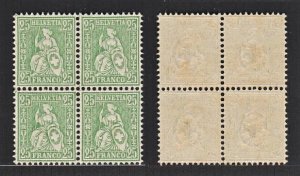 Switzerland 1881 Helvetia Stamp (25f, B/4) Fresh MNH