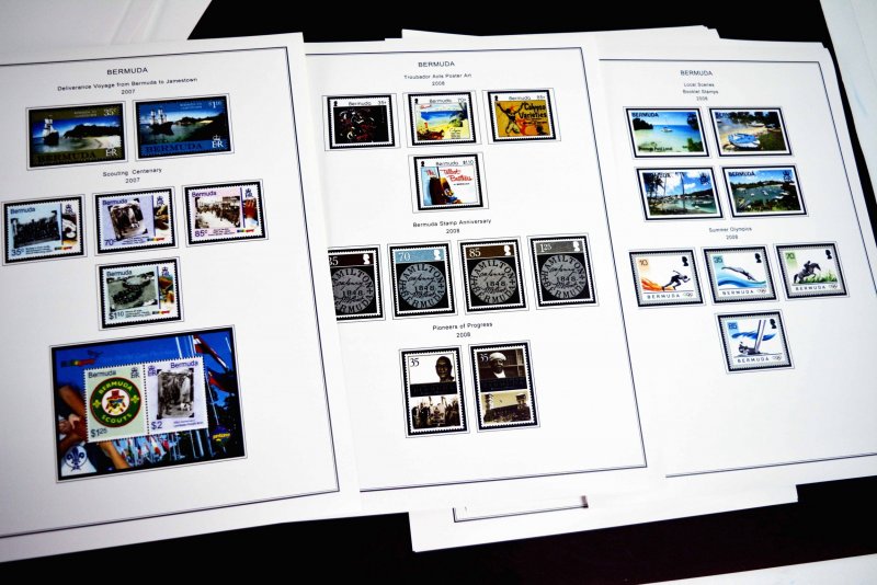 COLOR PRINTED BERMUDA 2000-2020 STAMP ALBUM PAGES (55 illustrated pages)