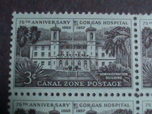 CANAL ZONE STAMP-1957 SC#148-75TH ANNIV: OF GORGAS HOSPITAL MNH BLOCK OF 4