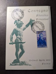 1955 Italy Souvenir Postcard Cover Florence Philatelic Convention