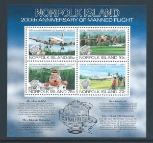 Norfolk Island #313a NH Manned Flight SS