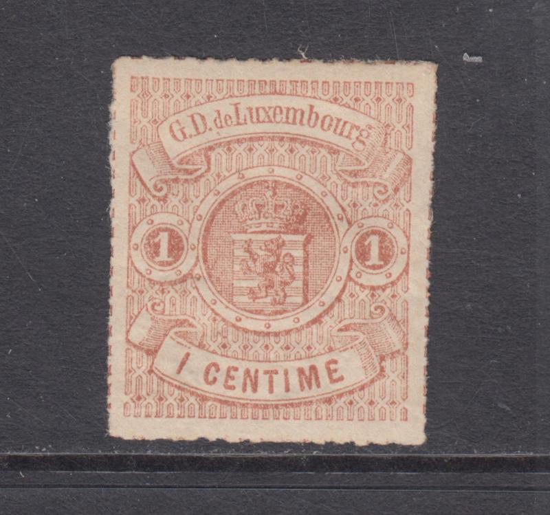 Luxembourg Sc 17 MOG. 1872 1c red brown Coat of Arms, rouletted, F-VF