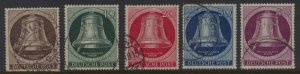 GERMANY-BERLIN 1951 SC. #9N70-4 5PF BROWN TO 40PF VIOLET BELL USED CAT $138.25