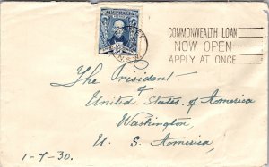 1930 Sydney NSW  Australia  Cover to Washington DC USA